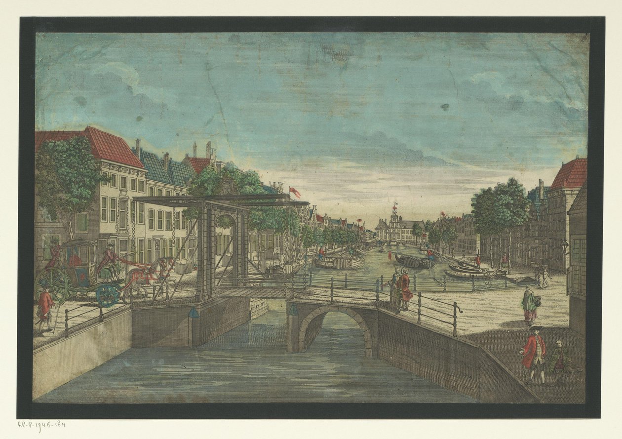 Utsikt over Bierkade i Haag av Georg Balthasar Probst (possibly)
