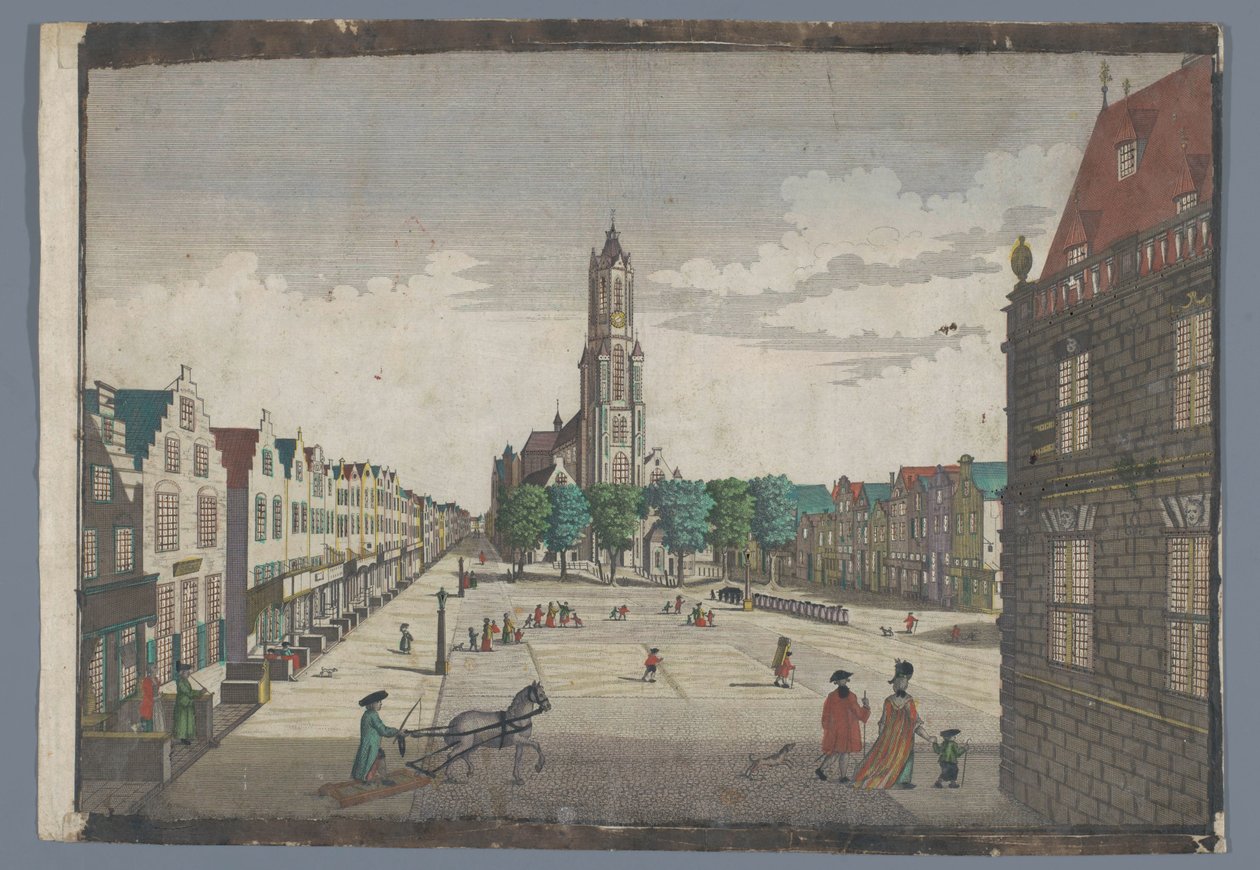 Utsikt over Nieuwe Kerk i Delft Prospekt av den nye kirken, samt Markt i Delft av Georg Balthasar Probst (possibly)