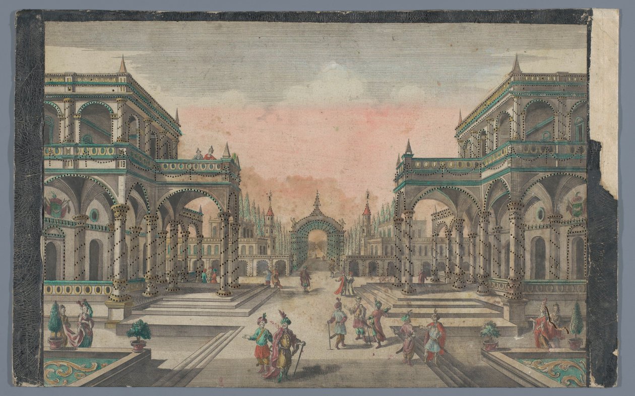 Utsikt over en allé mot en sypresshage i Konstantinopel Lust-Gänge des Groß-Sultans har fått dem Cypressen Garten av Georg Balthasar Probst (possibly)
