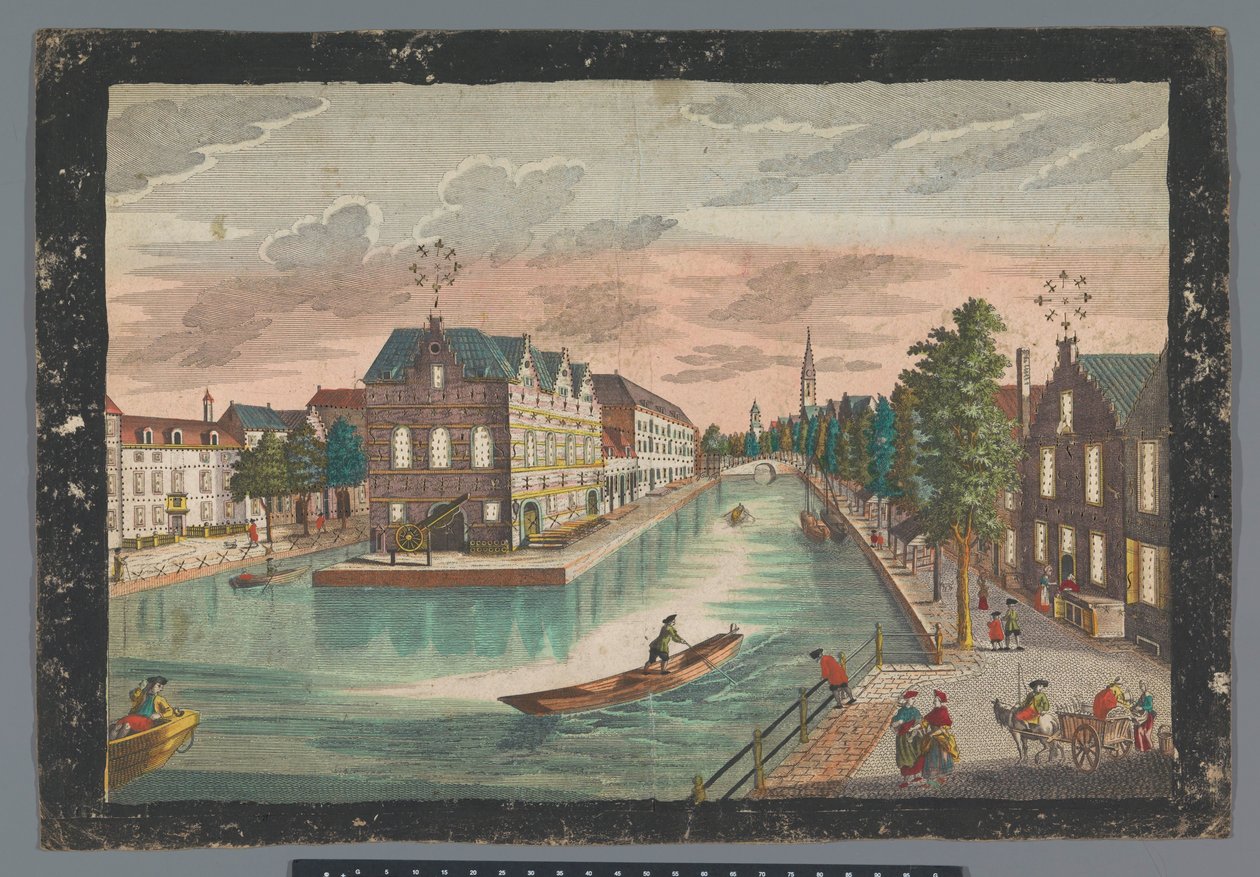 Utsikt over De Geer-lageret i Delft Prospect des Zeug-Hausses, innerhalb der Stadt Delft (tittel på objekt) av Georg Balthasar Probst (possibly)