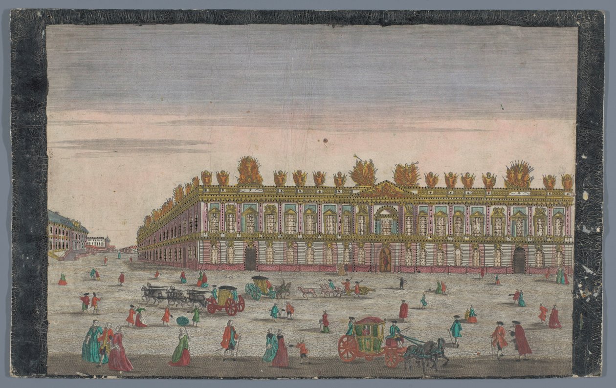 Se på Zeughaus te Berlijn Prospect des Königl. Arsenals, mot Cron.Prinzl. Palace i Berlin av Georg Balthasar Probst (possibly)