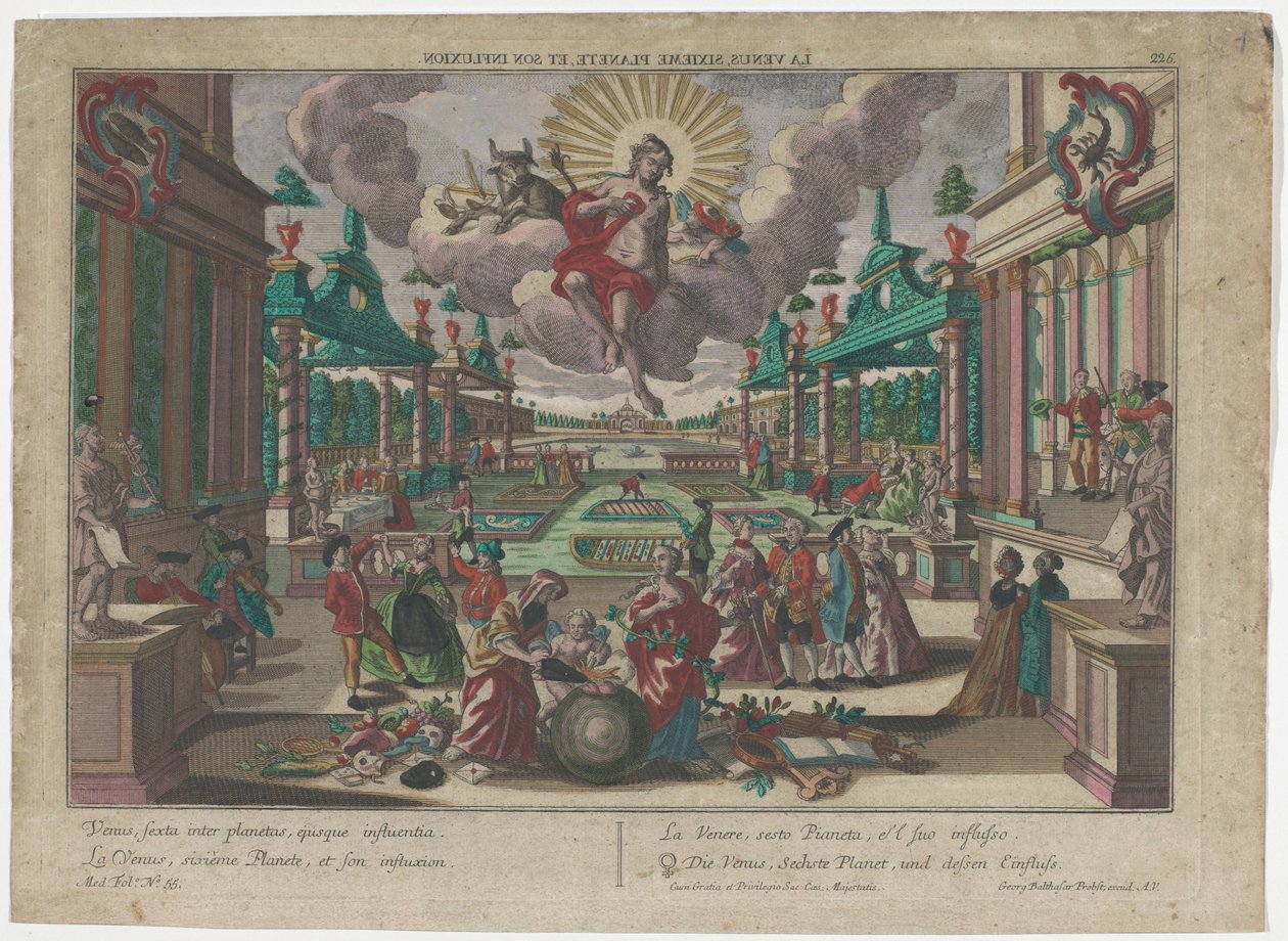 Allegori om planeten Venus Venus, sjette planet, og dens innflytelse (tittel på objekt) Planeter (serietittel) av Georg Balthasar Probst