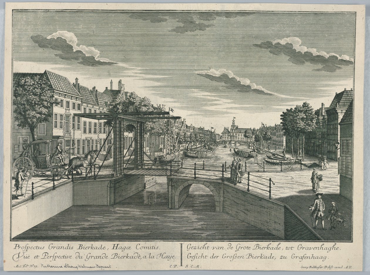 Peep-show, utsikt over den store Bierkade, Haag av Georg Balthasar Probst