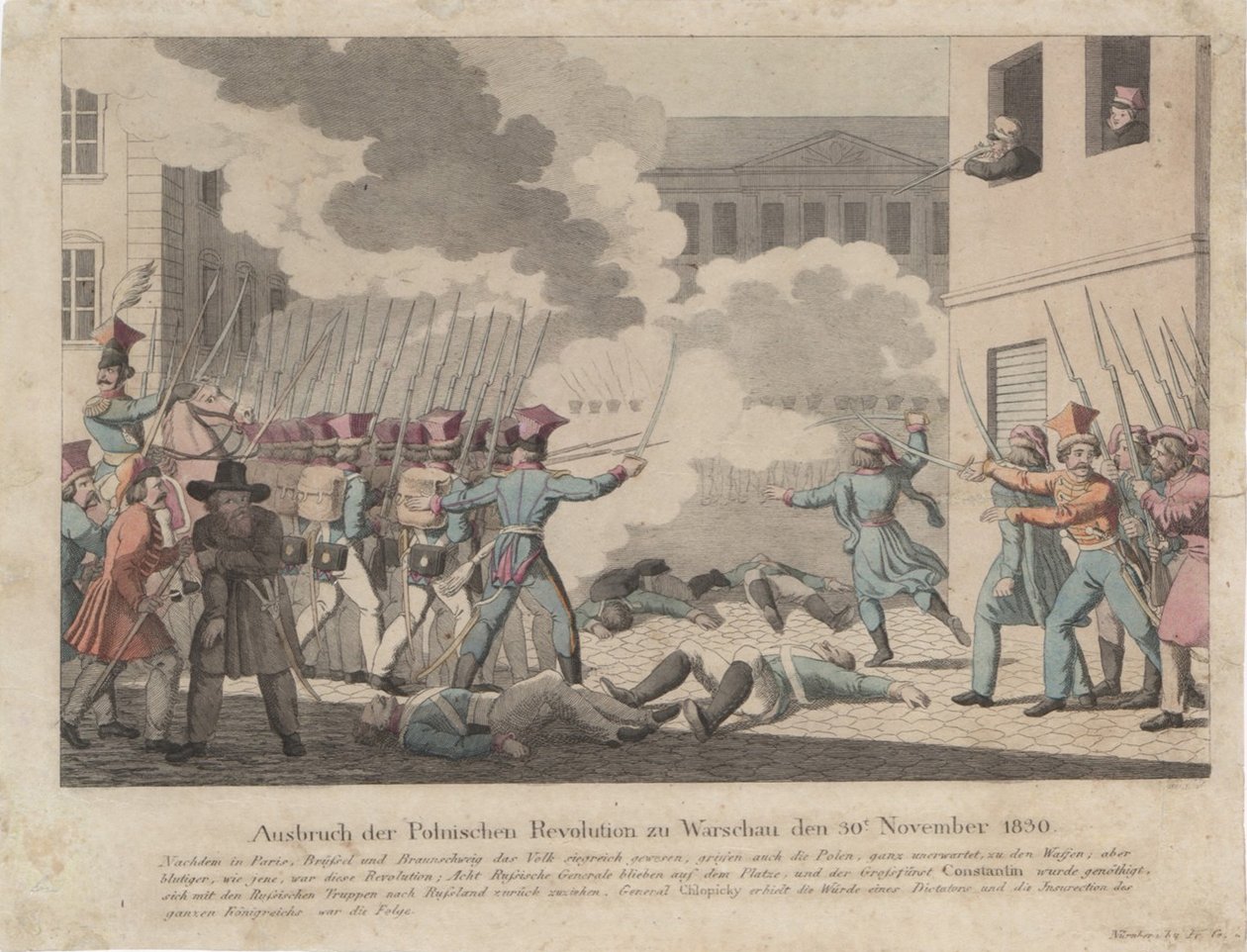 Utbruddet av den polske revolusjonen i Warszawa i november 1830 av Georg Benedikt Wunder