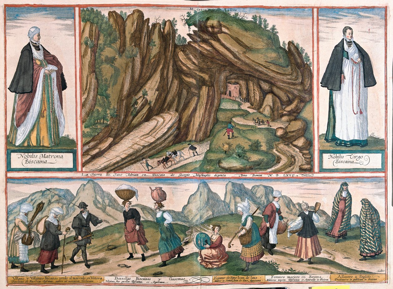 Adrianos#39; Sierra of Biscay, Gascona, Spania - i #39;Civitates Orbis Terrarum#39; av Georg Braun, Köln 1617 av Georg Braun