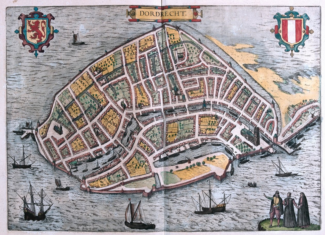 Dordrecht, Nederland - i #39;Civitates Orbis Terrarum#39; av Georg Braun, Köln 1617 av Georg Braun