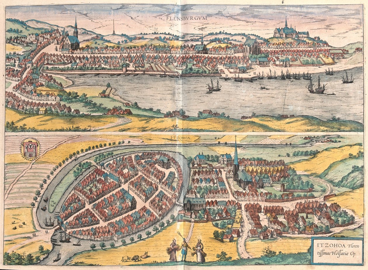 Flensburg - Itzehoe, Tyskland - i #39;Civitates Orbis Terrarum#39; av Georg Braun, Köln 1617 av Georg Braun