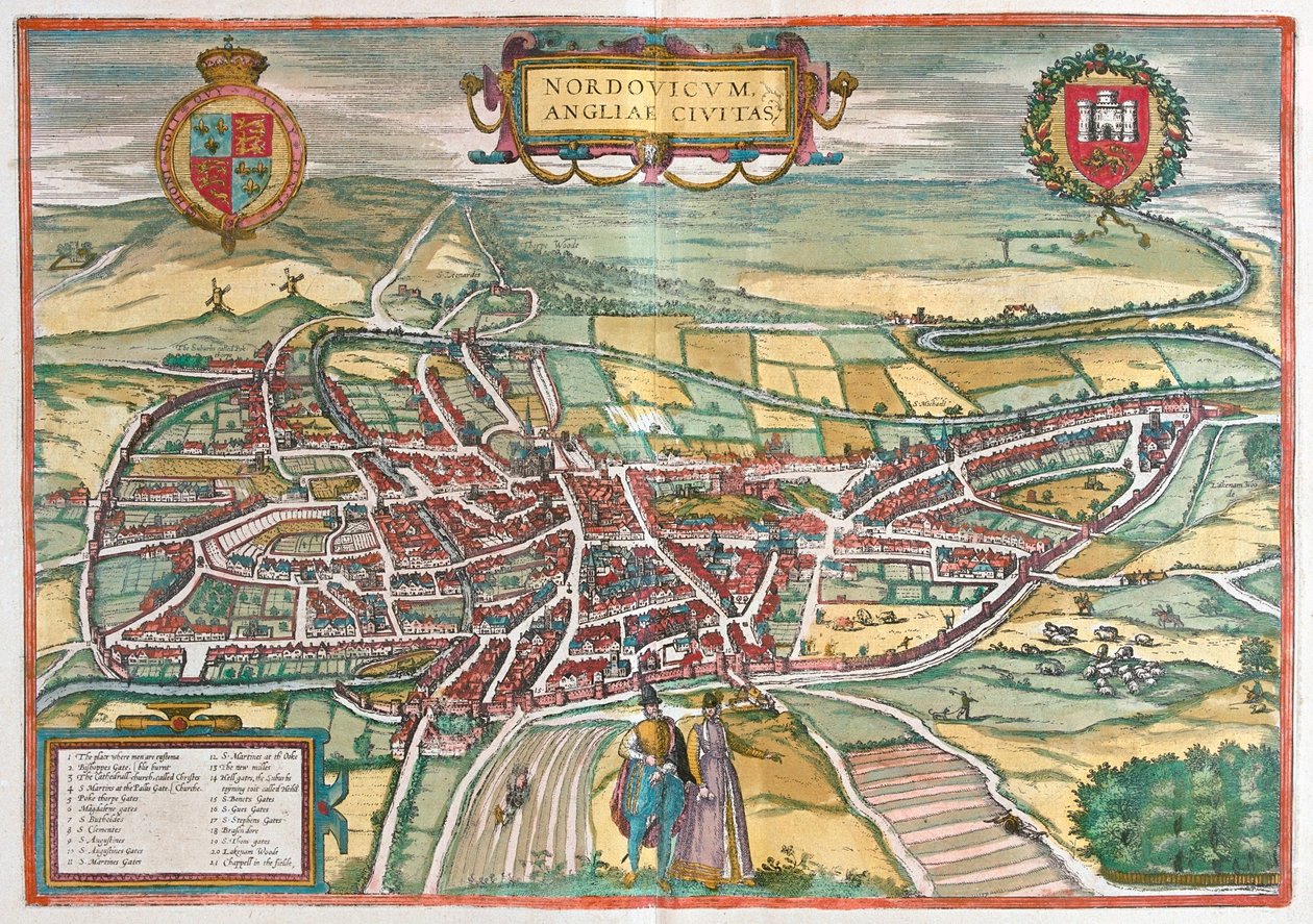 Norfolk - Storbritannia, i #39;Civitates Orbis Terrarum#39; av Georg Braun, Köln 1617 av Georg Braun