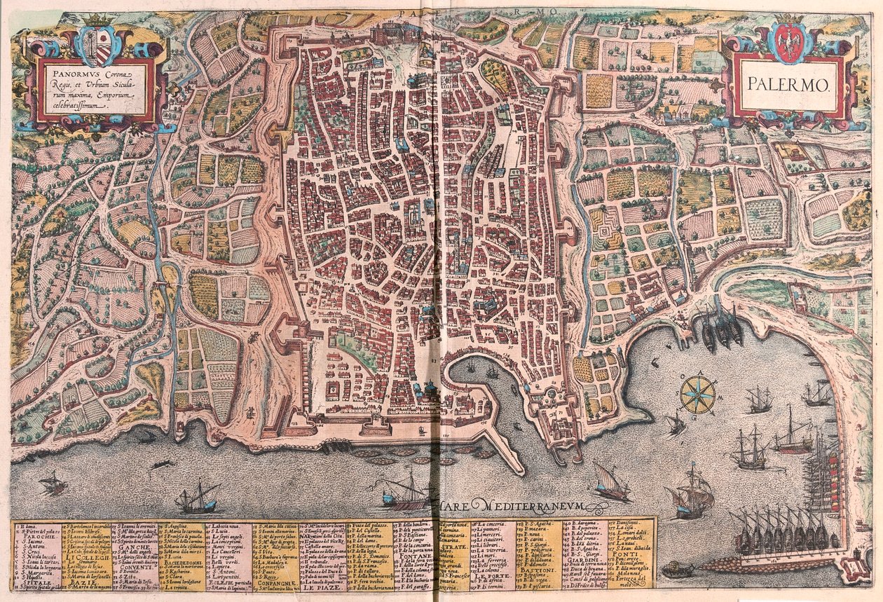 Palermo, Italia - i #39;Civitates Orbis Terrarum#39; av Georg Braun, Köln 1617 av Georg Braun