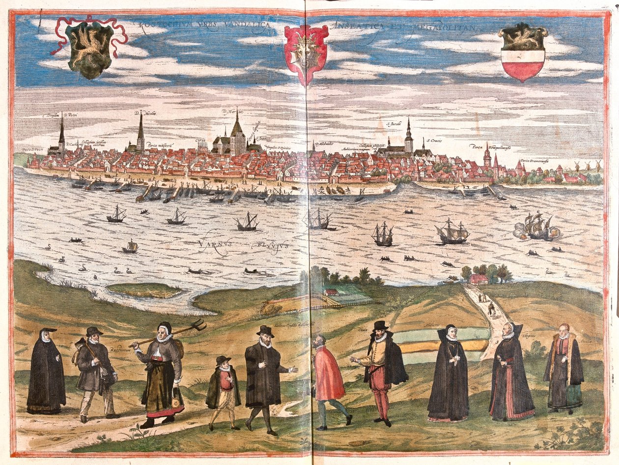 Rostock, Tyskland - i #39;Civitates Orbis Terrarum#39; av Georg Braun, Köln 1617 av Georg Braun