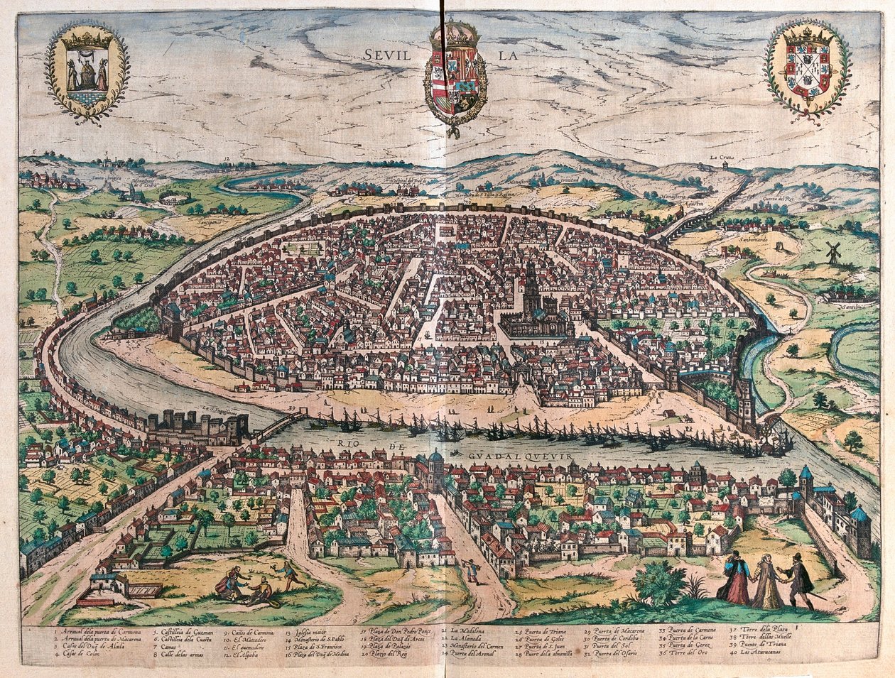 Sevilla, Spania - i #39;Civitates Orbis Terrarum#39; av Georg Braun, Köln 1617 av Georg Braun