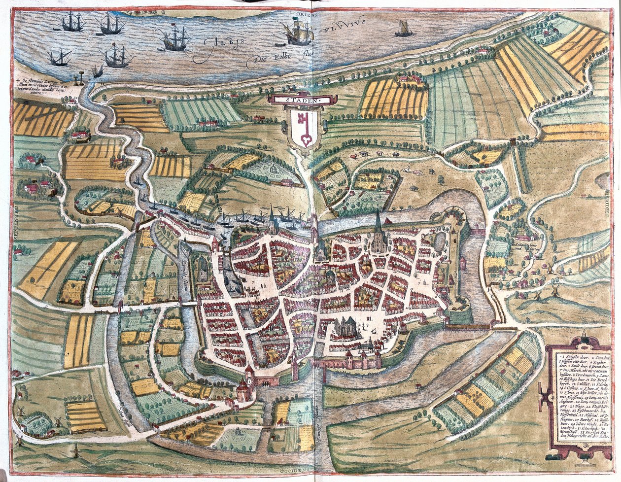 Staden, Tyskland - i #39;Civitates Orbis Terrarum#39; av Georg Braun, Köln 1617 av Georg Braun