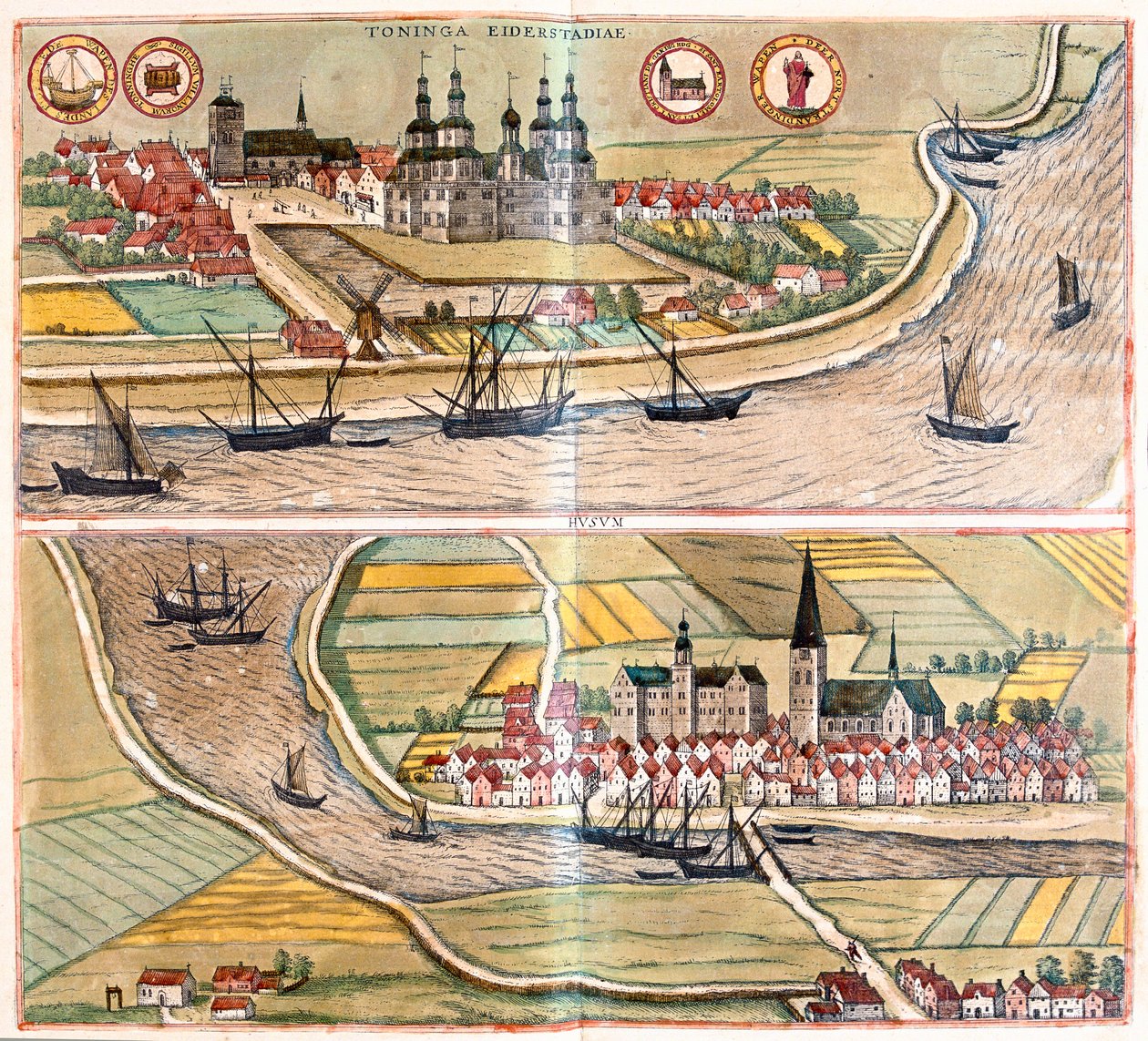 Tonning - Husum, Tyskland - i #39;Civitates Orbis Terrarum#39; av Georg Braun, Köln 1617 av Georg Braun