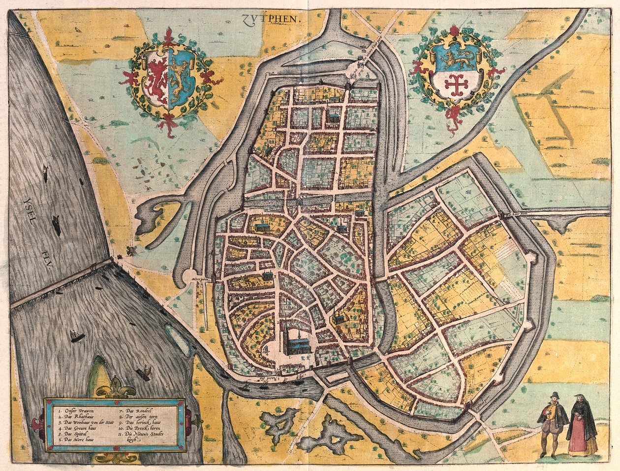 Zutphen, Nederland - i #39;Civitates Orbis Terrarum#39; av Georg Braun, Köln 1617 av Georg Braun