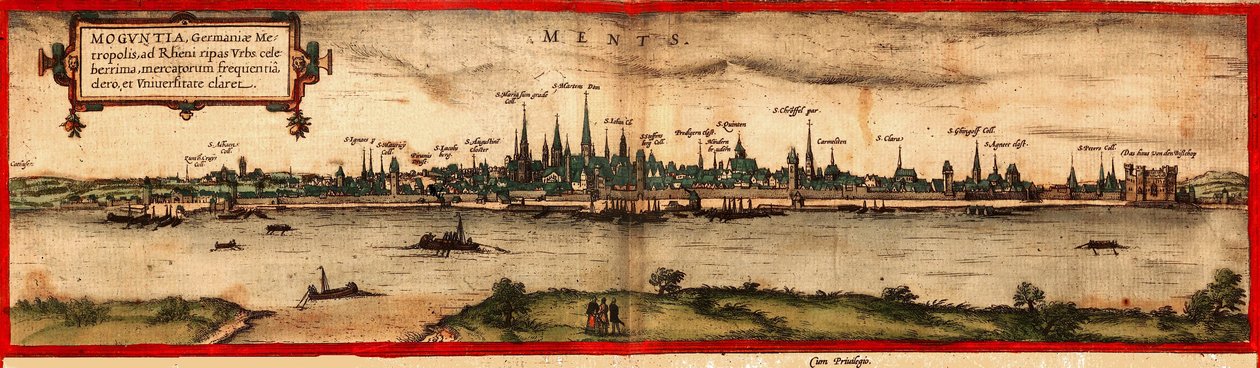 Utsikt over Mainz, 1572 av Georg Braun und Franz Hogenberg