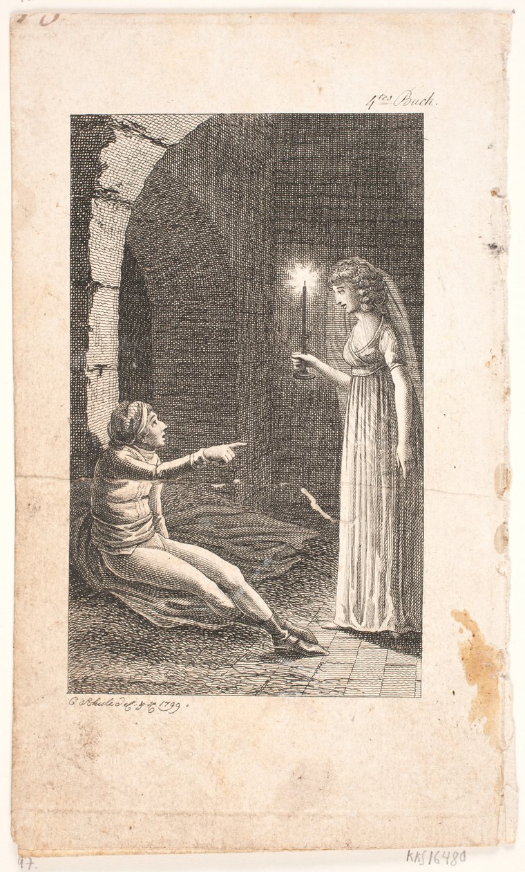 Illustrasjon med fengselsscene av Georg Christian Schule