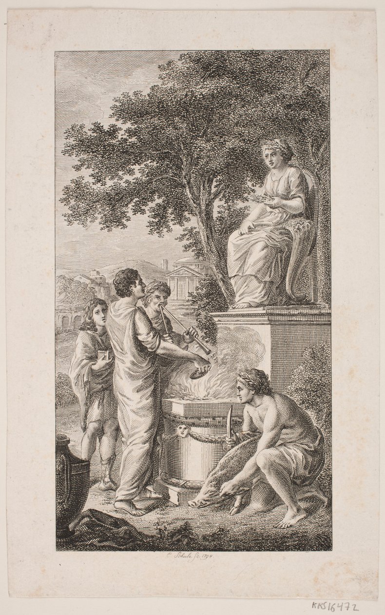 Illustrasjon med tilbudsscene av Georg Christian Schule