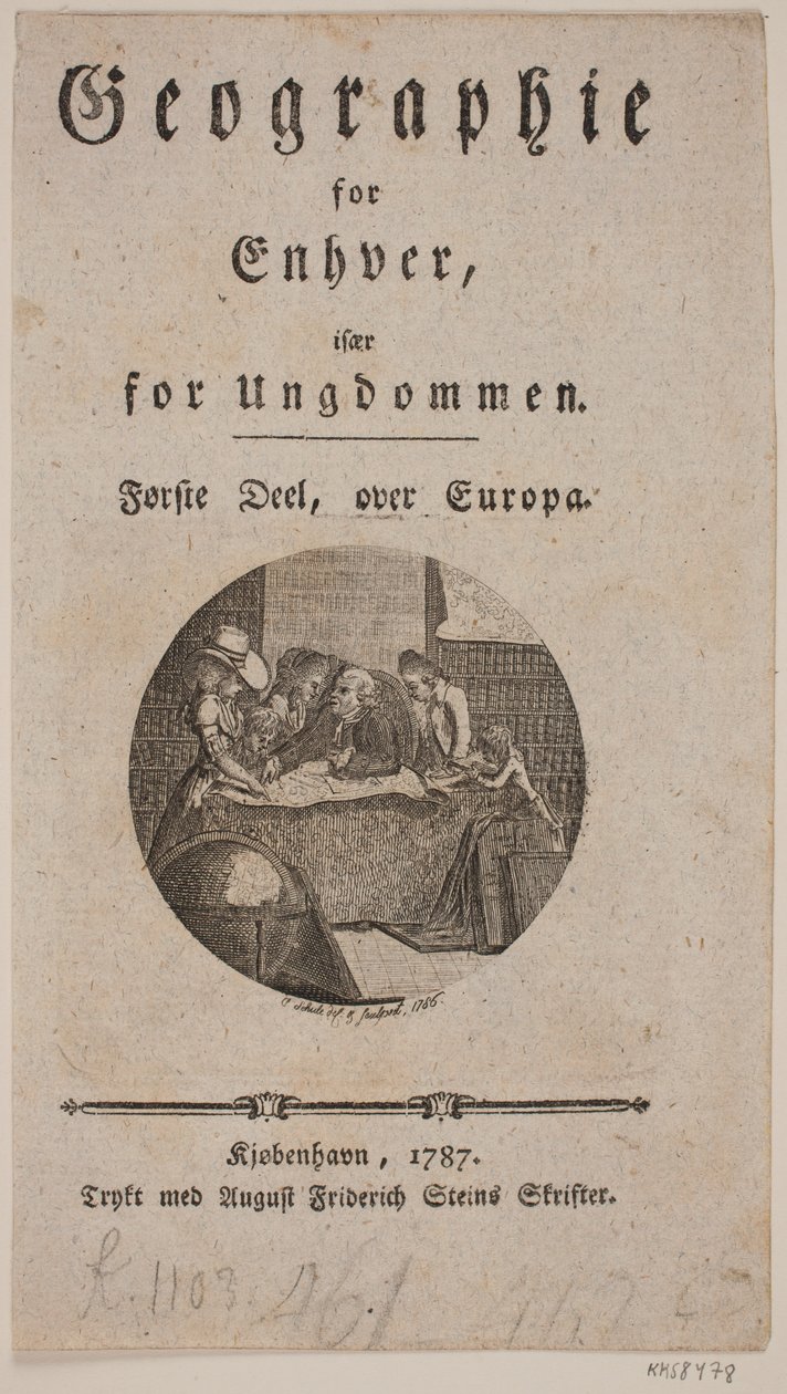Tittelside med vignett for "Geografi for alle" av Georg Christian Schule