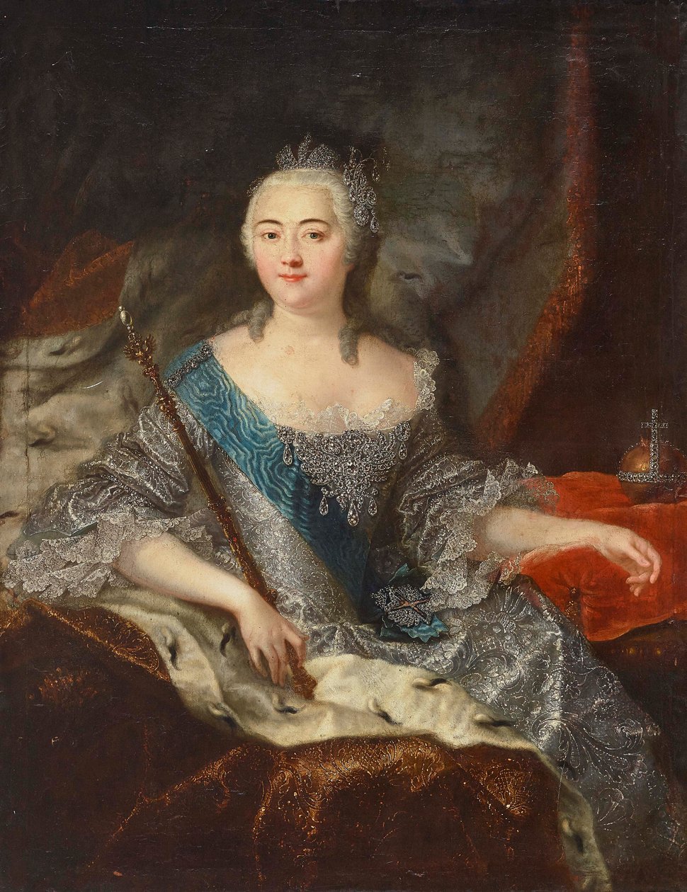 Portrett av keiserinne Elizabeth av Russland 1709-1762, 1740-årene. av Georg Christoph Grooth