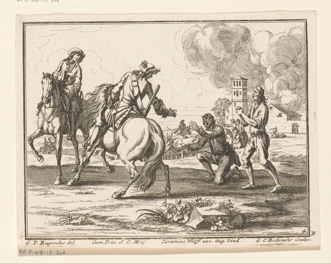 Kavalerister beslaglegger husdyr Ryttere (serietittel) av Georg Conrad Bodenehr