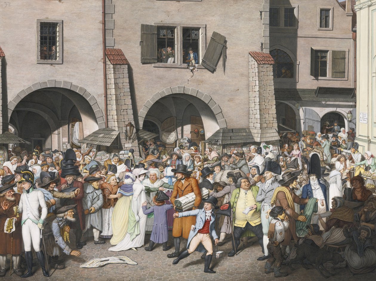 Travle markedsplassen, Praha, 1804 av Georg Emanuel Opiz