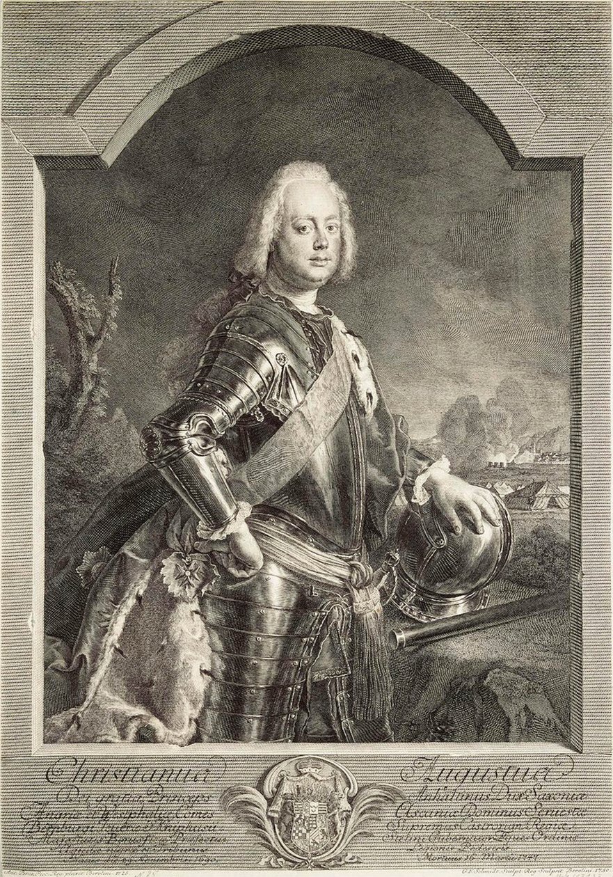 Portrett av Christian August, prins av Anhalt-Zerbst 1690-1747, 1750. av Georg Freidrich Schmidt