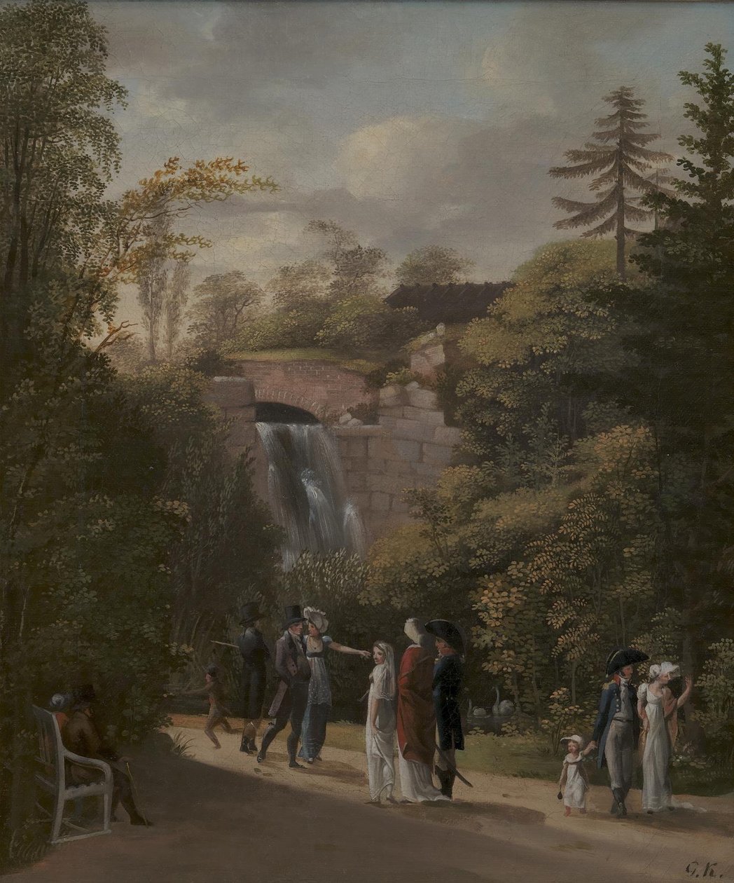 Cascade i Frederiksberg Garden nær København av Georg Friedrich Kersting