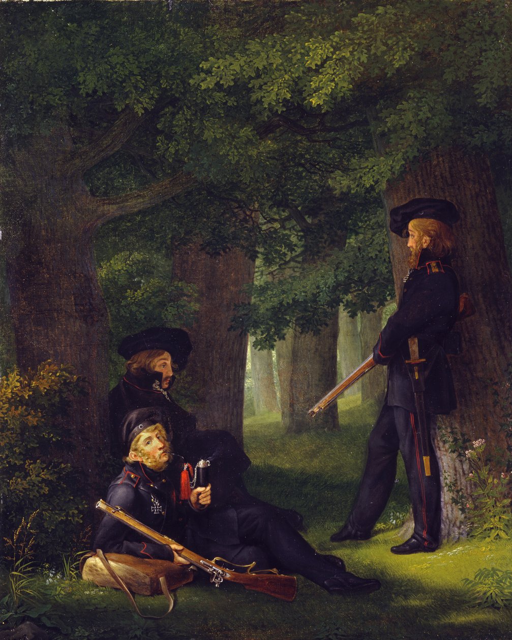 Theodor Körner, Friedrich Friesen og Heinrich Hartmann på forpostvakt av Georg Friedrich Kersting