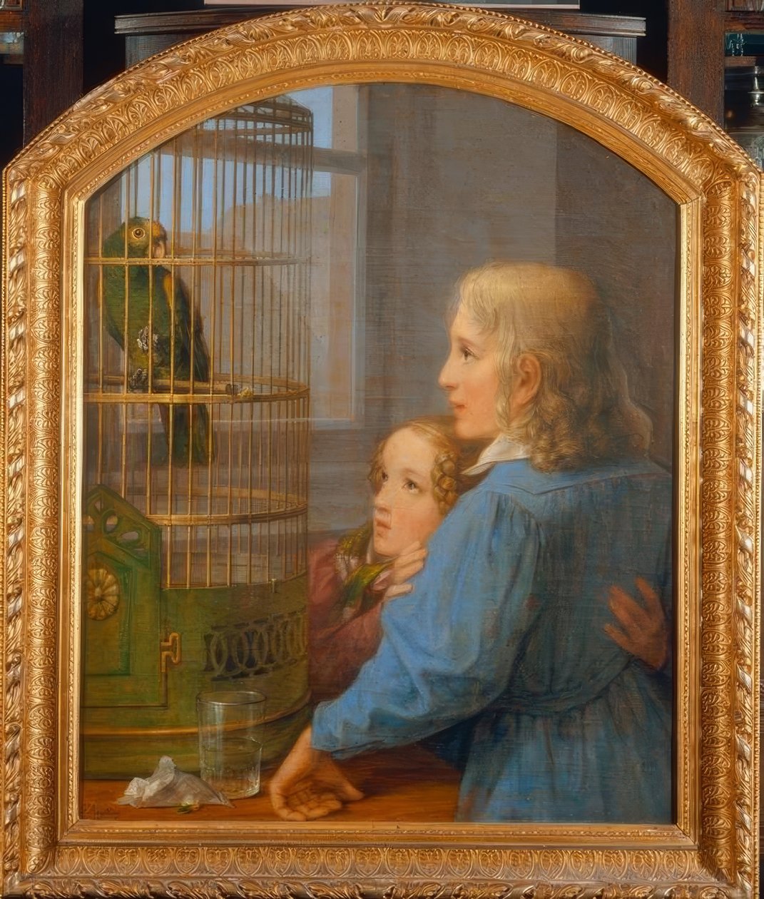 To barn foran en papegøyebonde av Georg Friedrich Kersting