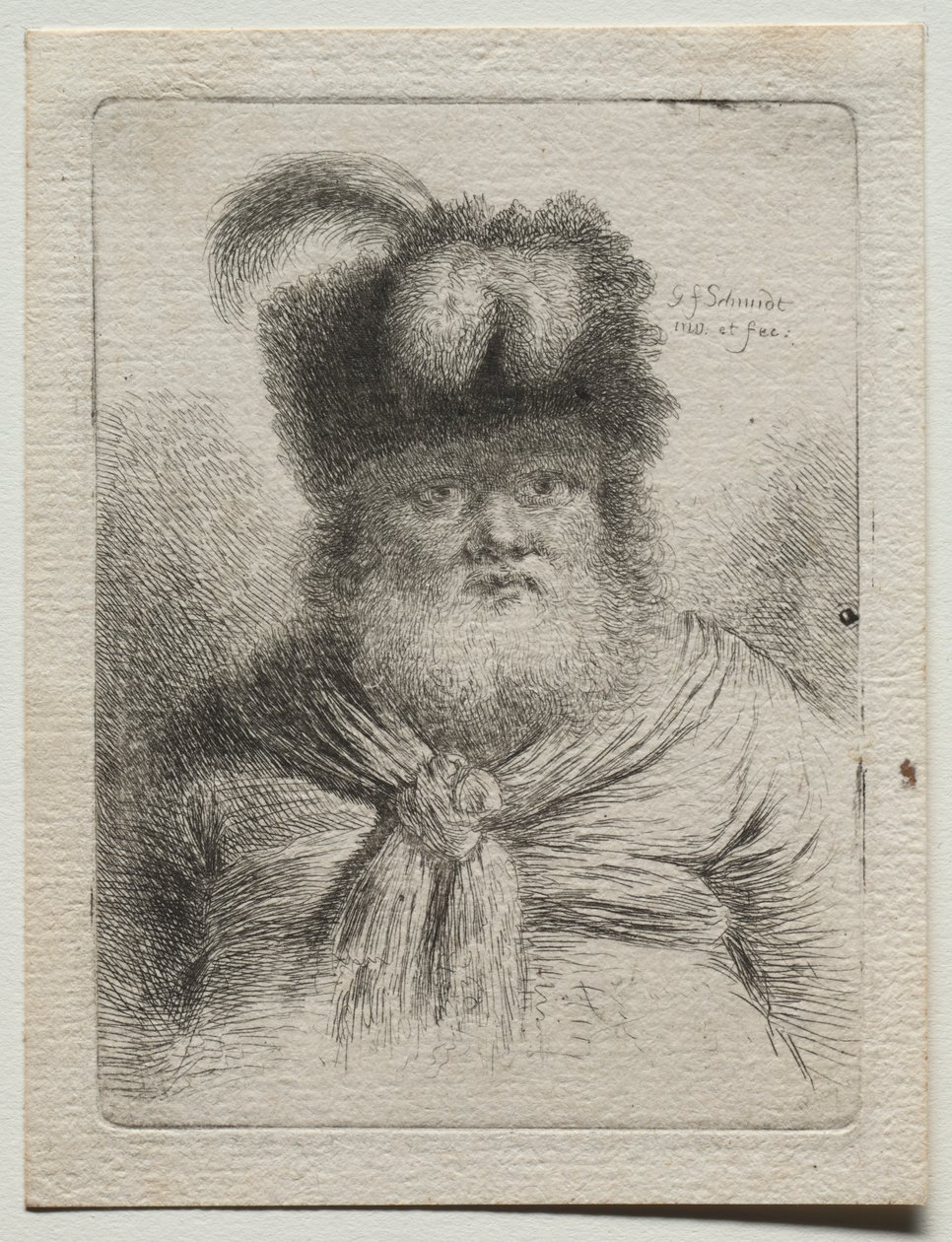 Gammel mann i pelshatt av Georg Friedrich Schmidt