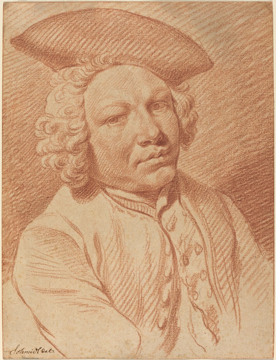 Portrett av en mann i en tricorn hatt av Georg Friedrich Schmidt