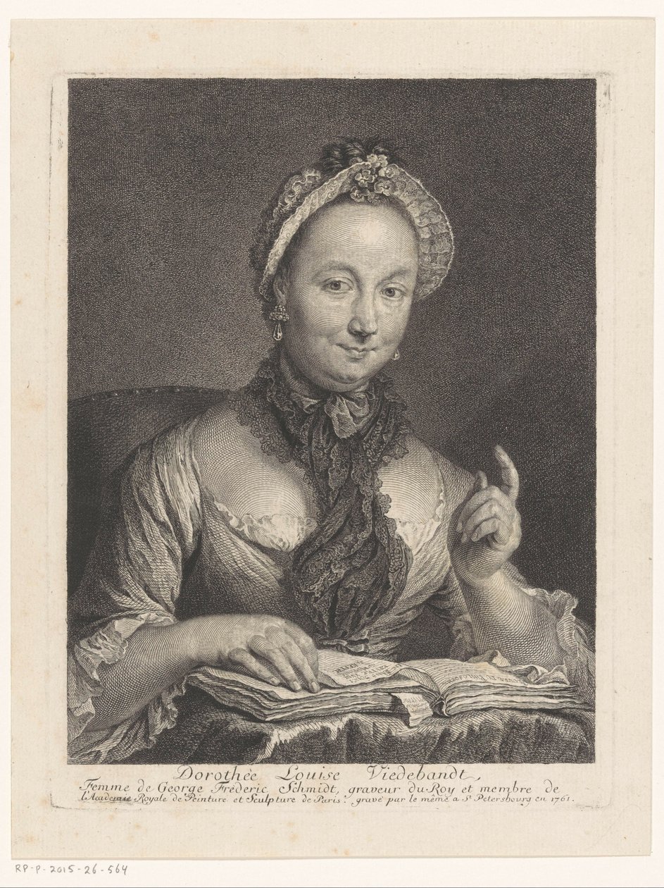 Portrett av Dorothée Louise Viedebandt, kone til kunstneren Georg Friedrich Schmidt Dorothée Louise Viedebandt, Femme de George Frederic Schmidt (tittel på objekt) av Georg Friedrich Schmidt