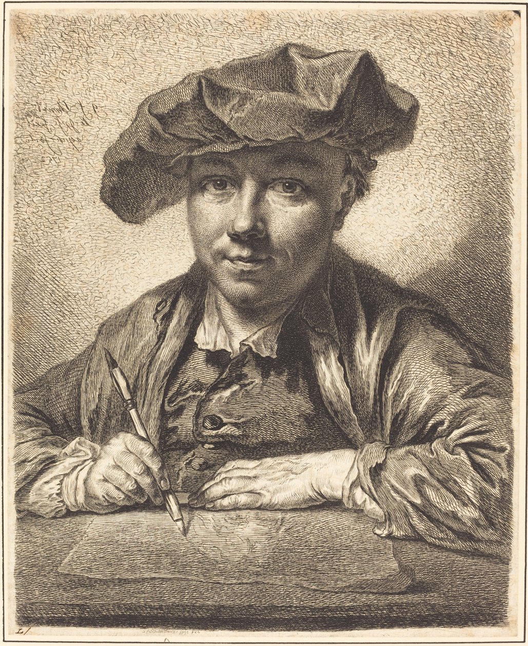 Selvportrett, tegning av Georg Friedrich Schmidt