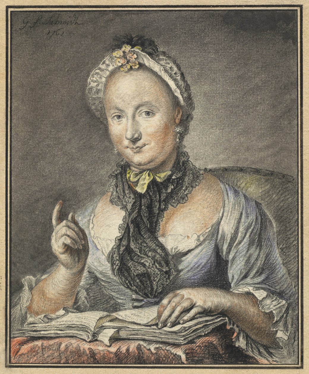 Kunstnerens kone med en bok av Georg Friedrich Schmidt