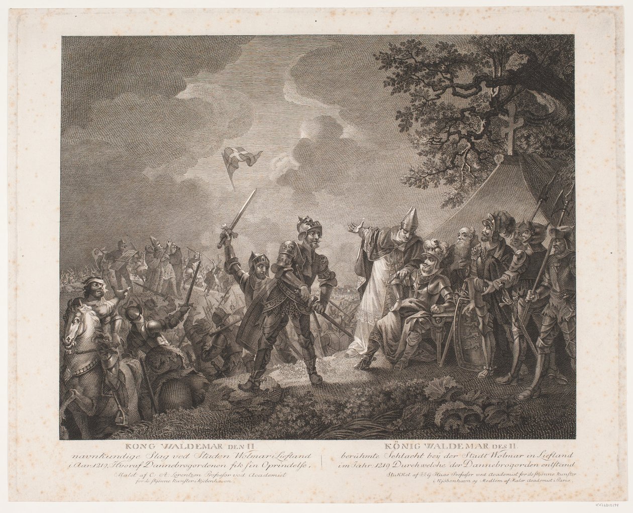 Kong Valdemar IIs berømte slag ved byen Wolmar i Latvia, 1219 av Georg Haas