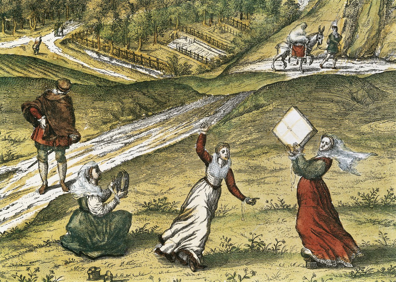 Andalus dansører Detalj av Grenada, i bind 1 "Civitatis Orbis Terrarum" (Tetraum orbis terrarum). Eau forte en couleurs av Abraham Ortelius (1527-1598), George Braun (1541-1622) og Franz Hogenberg (1535-1590), utgitt i 1572-1617. Historiske arkiv av Georg Hogenberg Franz and Ortelius Abraham Braun