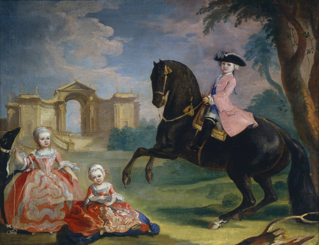 Portrett av barna til grev Ivan Illarionovich Vorontsov: Artemi, Anna og Eudokia Avdotya, 1754 av Georg Kaspar von Prenner