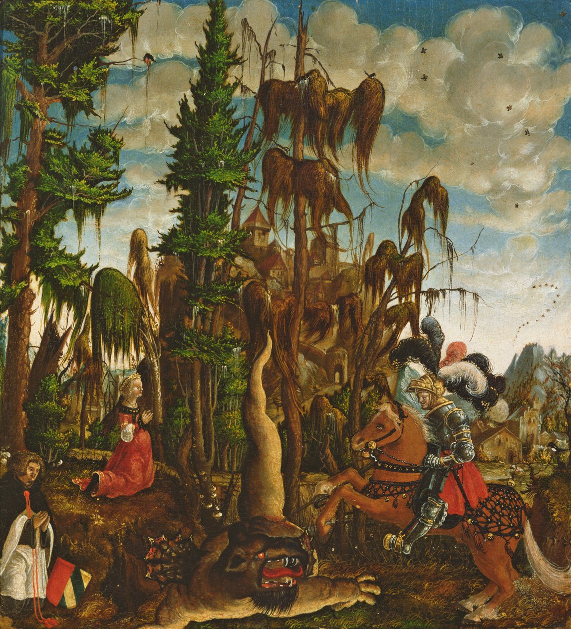 St. George redder prinsessen fra dragen, 1520 av Georg Lemberger