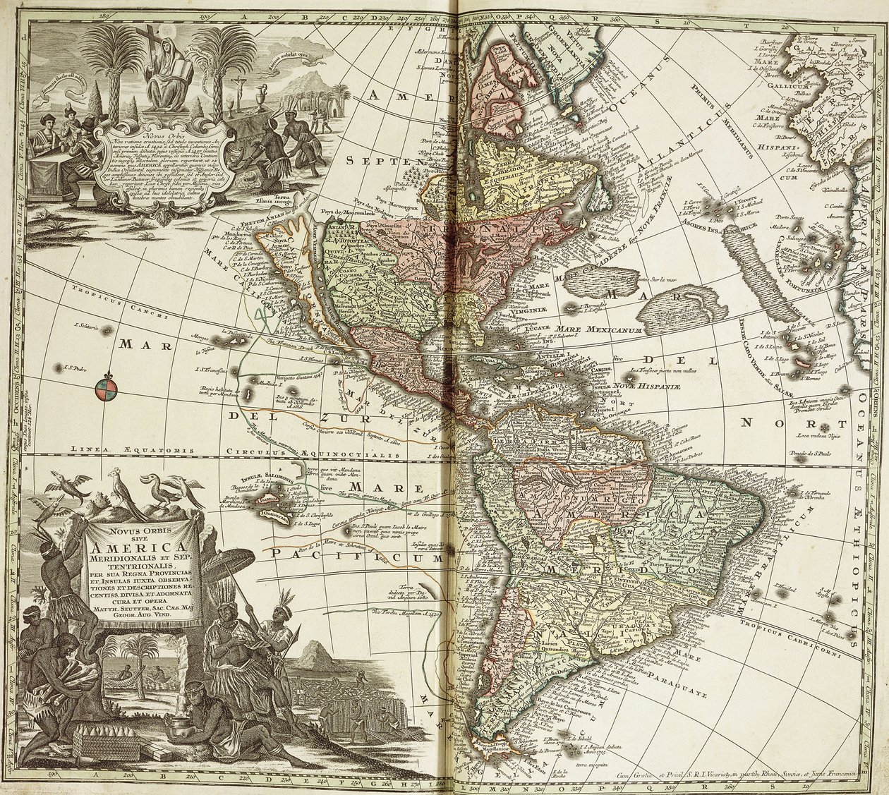 Kart over Amerika, 1744 av Georg Matthäus Seutter