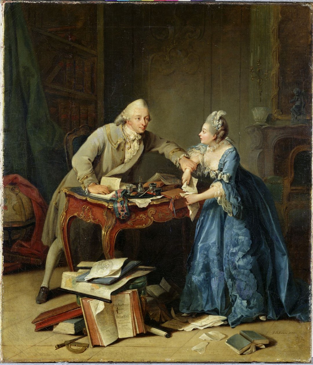 Mellom vitenskap og familie, ca 1775 av Georg Melchior Kraus