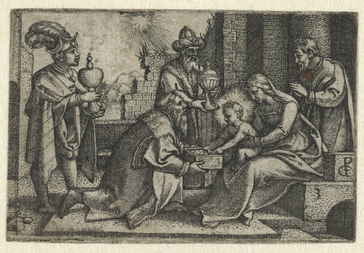 Tilbedelse av kongene Life of Christ (serietittel) av Georg Pencz