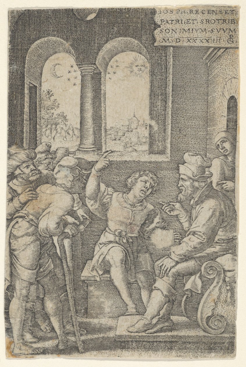 Joseph som beskriver sin drøm, fra The Story of Joseph, 1544. av Georg Pencz