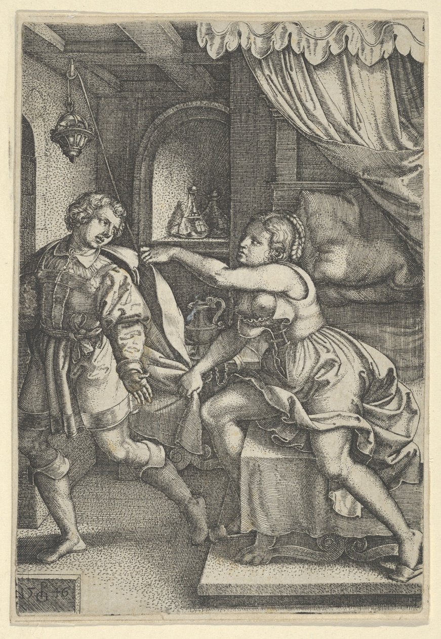 Josef og Potifars kone, fra historien om Josef, 1546. av Georg Pencz