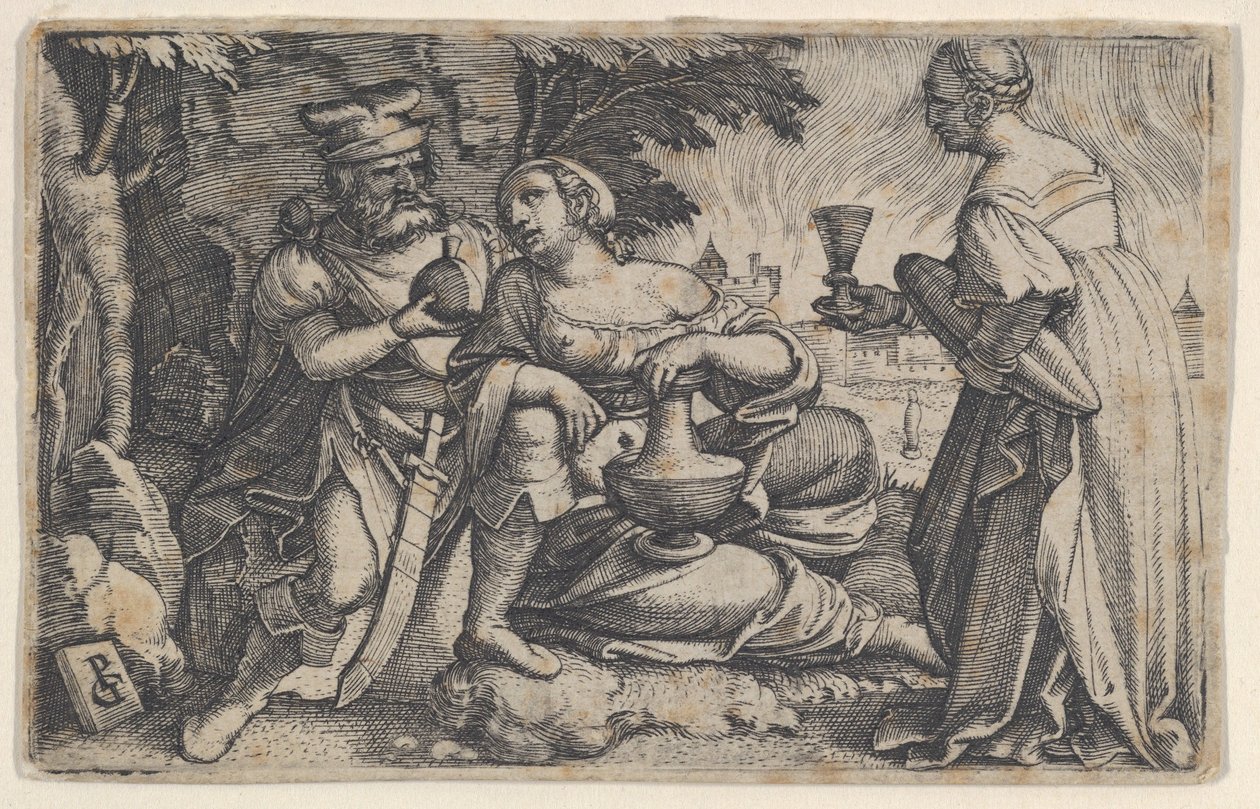 Lot og hans døtre. av Georg Pencz