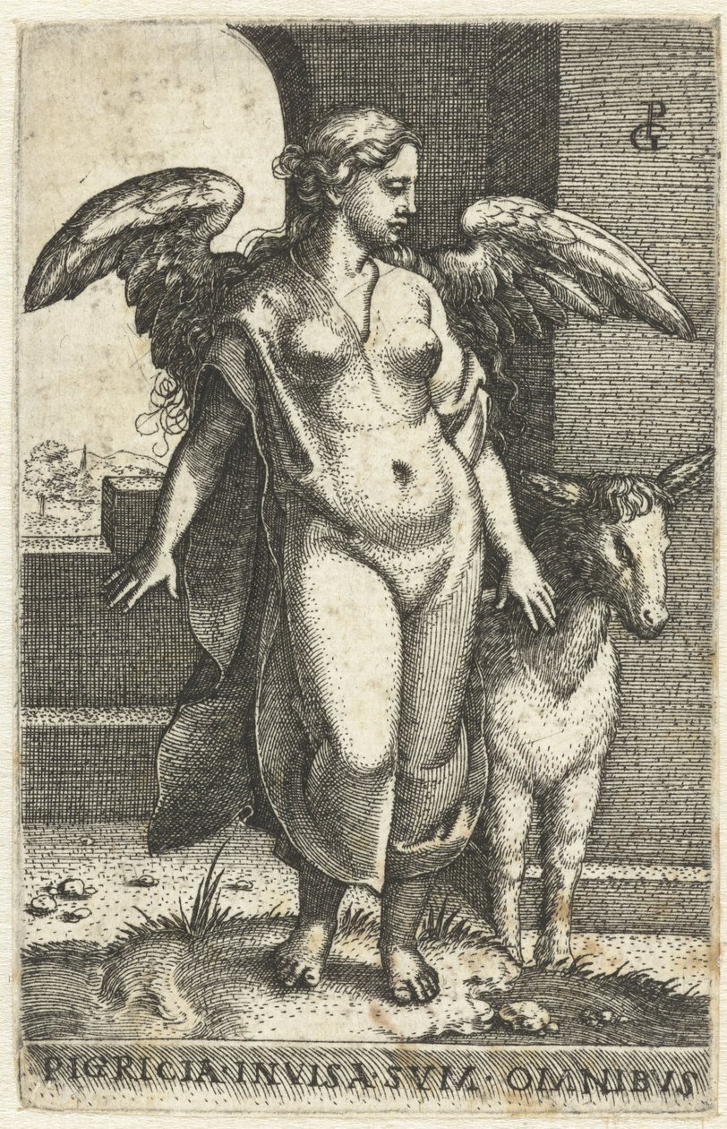 Luiheid (Pigritia Acedia) Pigricia invisa tang omnibus (tittel på objekt) Zeven Hoofdzonden (serietittel) av Georg Pencz