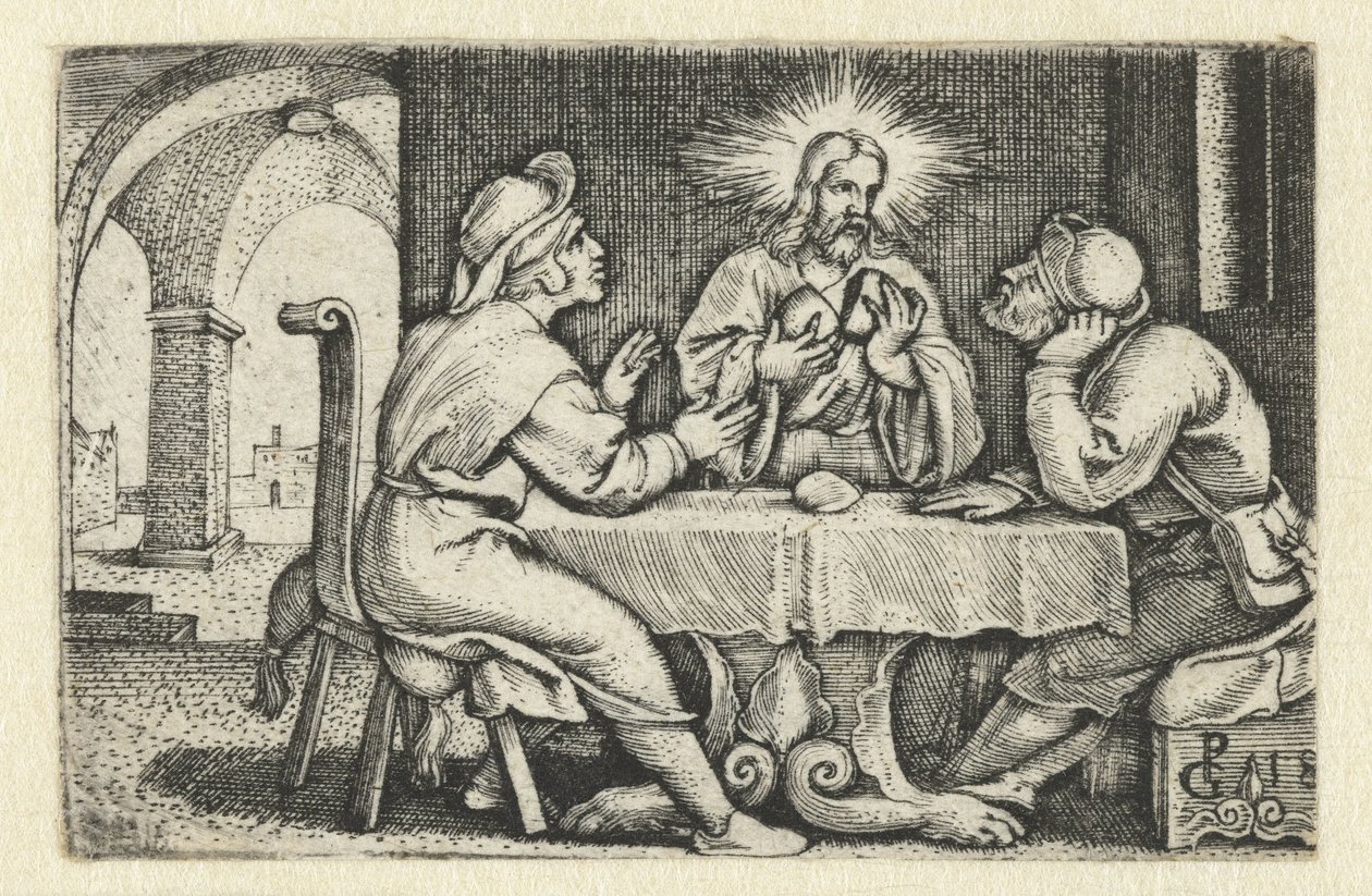 Måltid i Emmaus Life of Christ (serietittel) av Georg Pencz