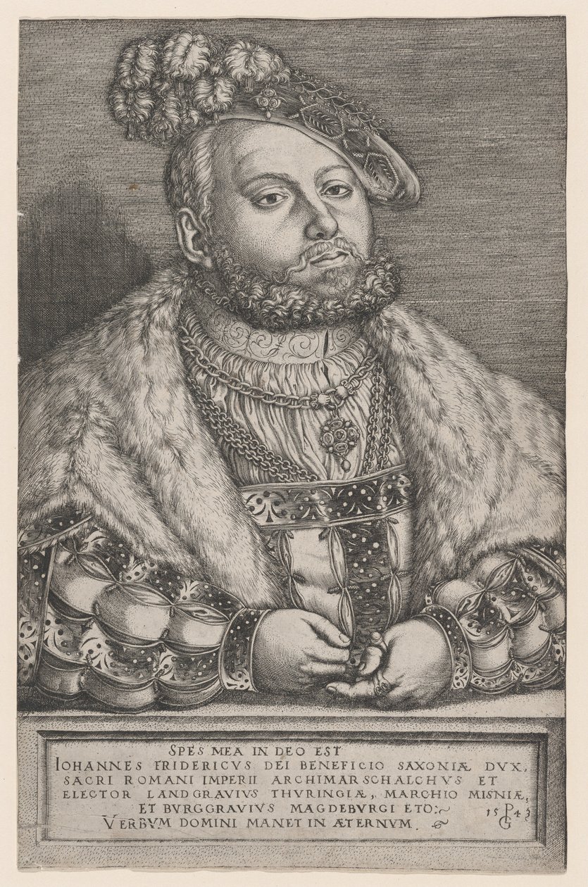 Portrett av Johann Friedrich the Magnanimous, kurfyrst av Sachsen, 1543. av Georg Pencz