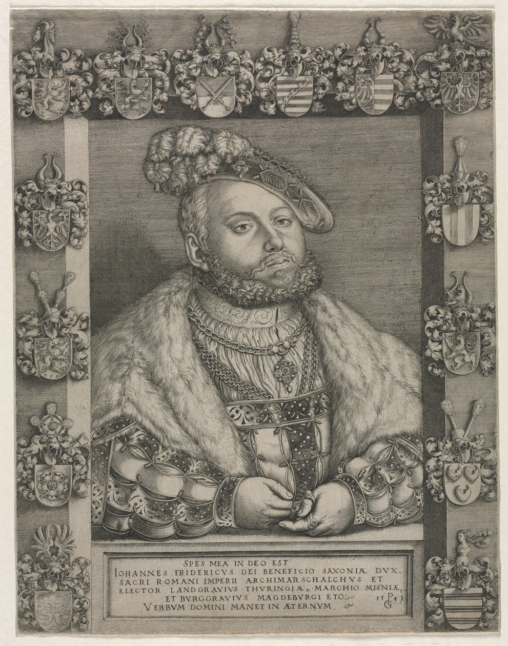 Portrett av Johann Fredrik I «den storsinnede», kurfyrste av Sachsen av Georg Pencz