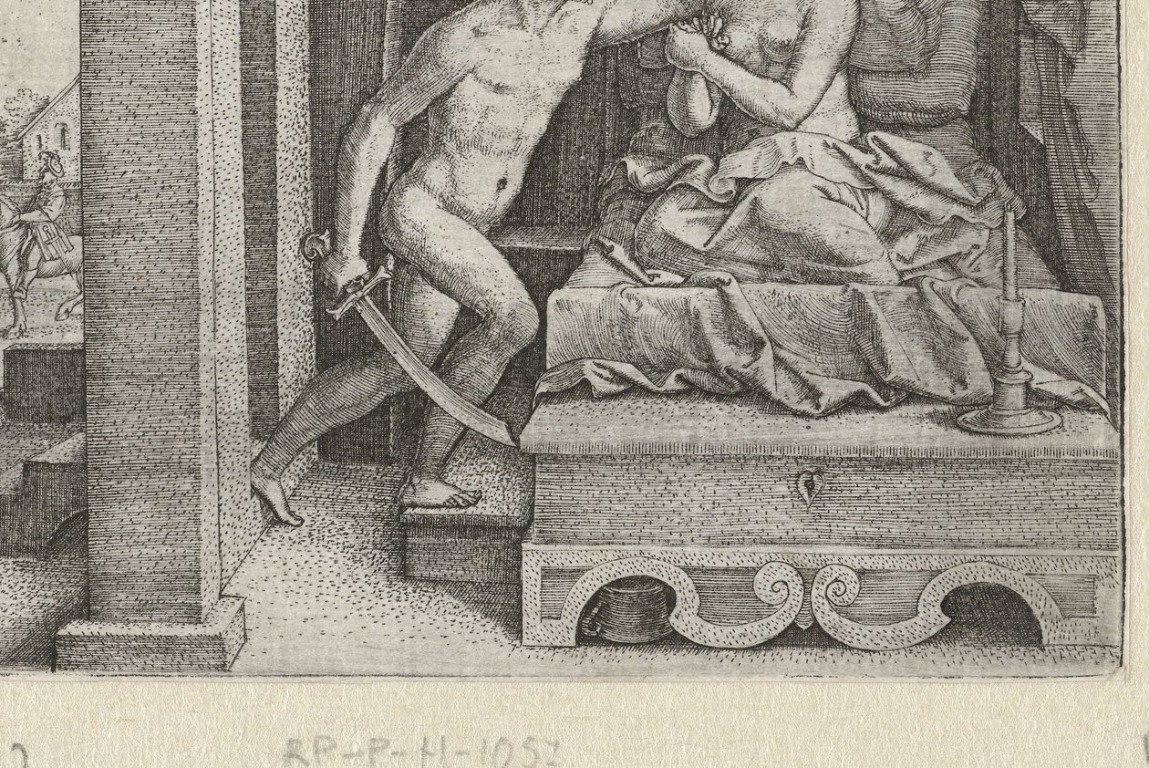 Sextus voldtar Lucretia under trussel om sverd Historier fra tidlig romersk historie (serietittel) av Georg Pencz