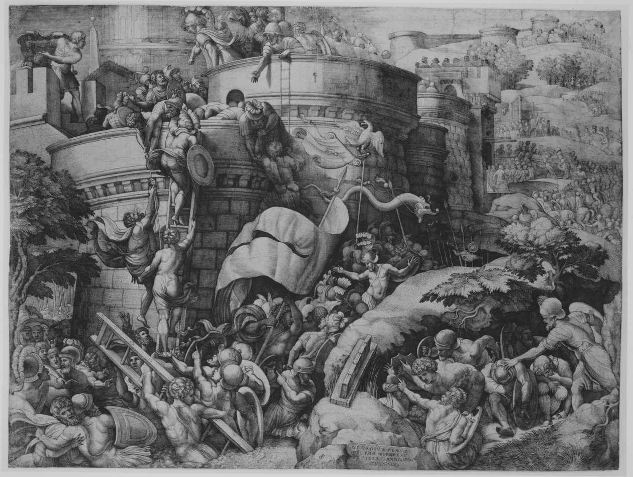 Capture of Carthagena av Scipio og hans tropper, 1539. av Georg Pencz